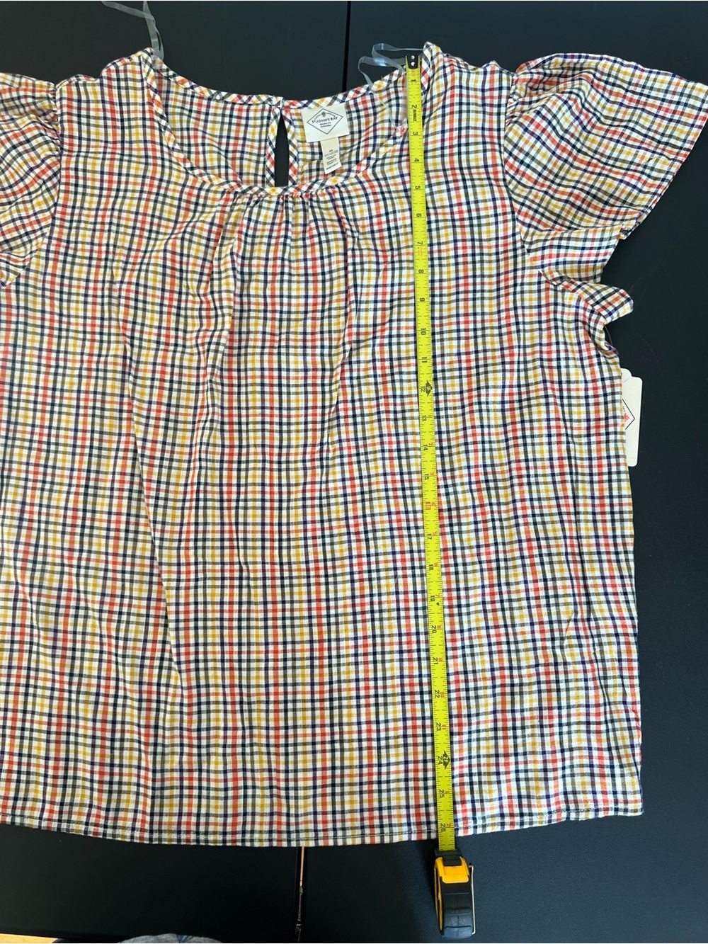 St John’s Bay Women's Multicolor Plaid Short Sleeve Blouse Xl - Picture 9 of 9